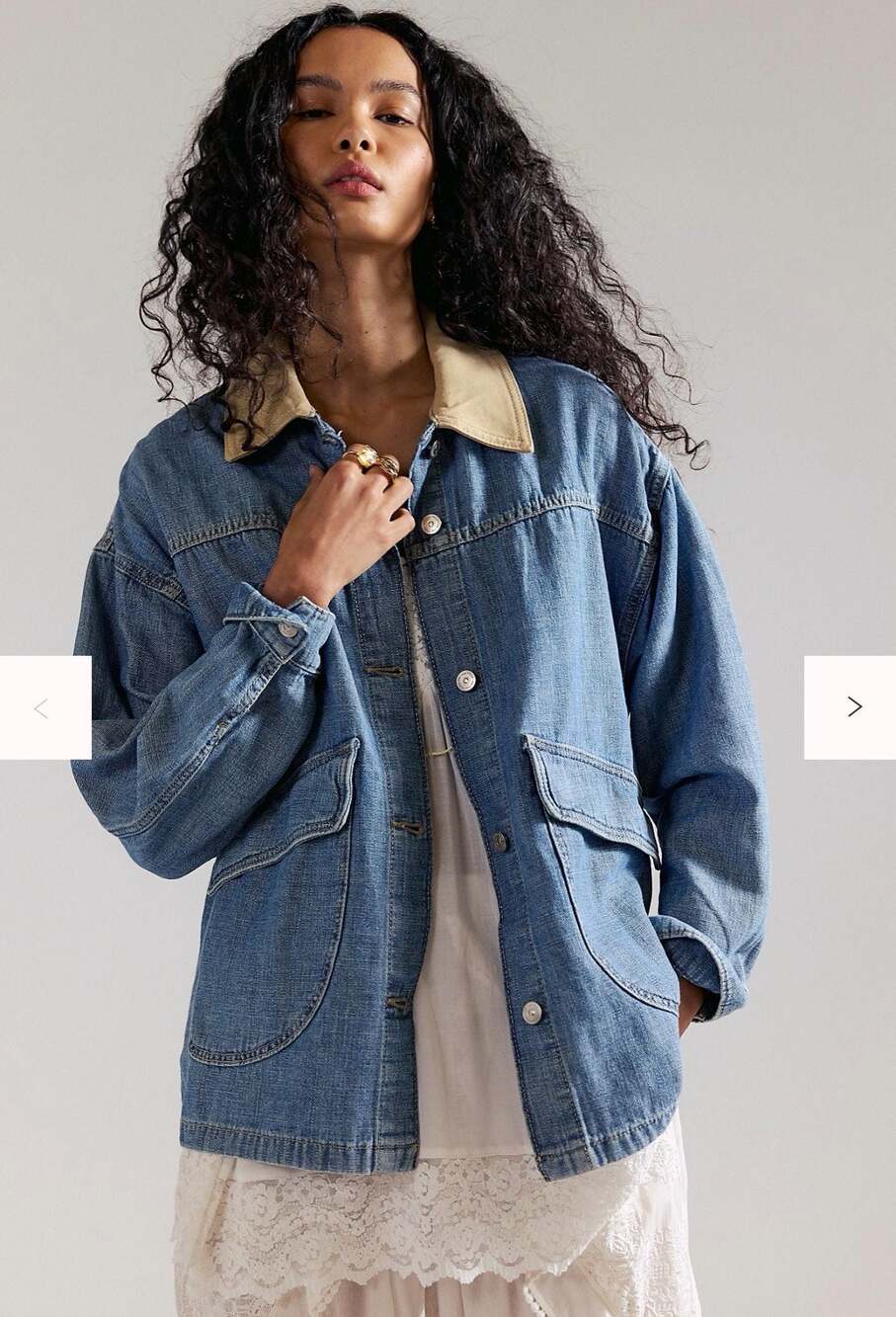 We The Free Lemon Oversized Denim Jacket with Contrast Collar